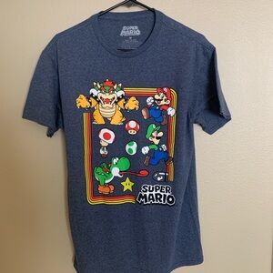 Men Super Mario Navy Blue Shirt Cotton Medium. Used Good Condition.